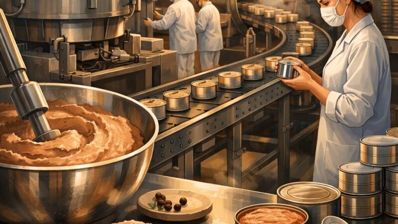 Procesul de fabricare a conservelor de pate din ficat cu productivitate ridicată